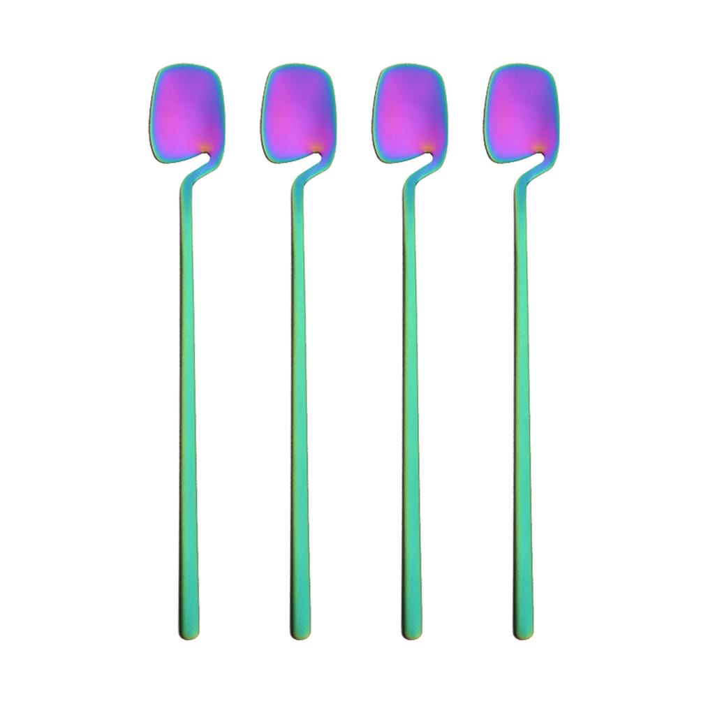 4 stk Gull Kaffe Te røreskje Langt skaft iskrem dessertskje Miljøvennlig 304 rustfritt stål servise Kjøkken