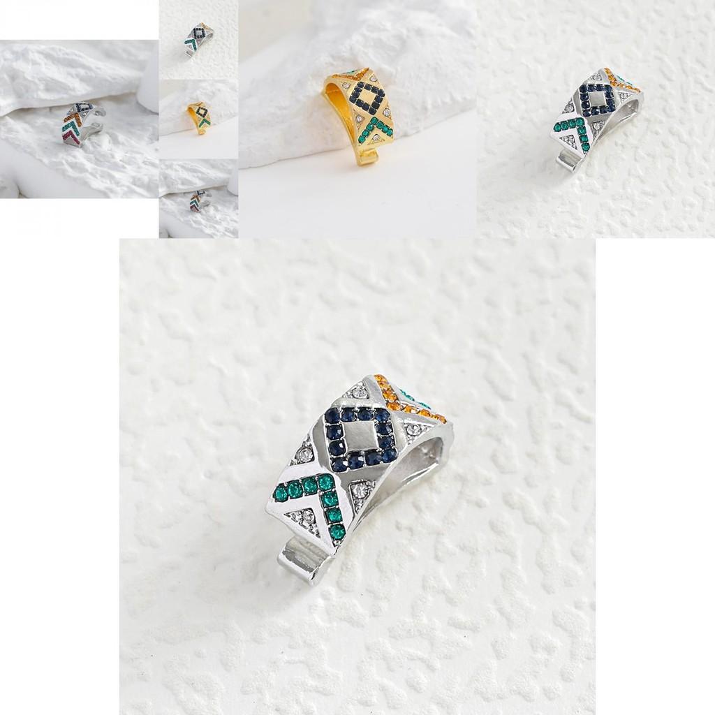 Elegant Alloy Gemstone Ear Cuffs For Women Fashionable Geometric Design