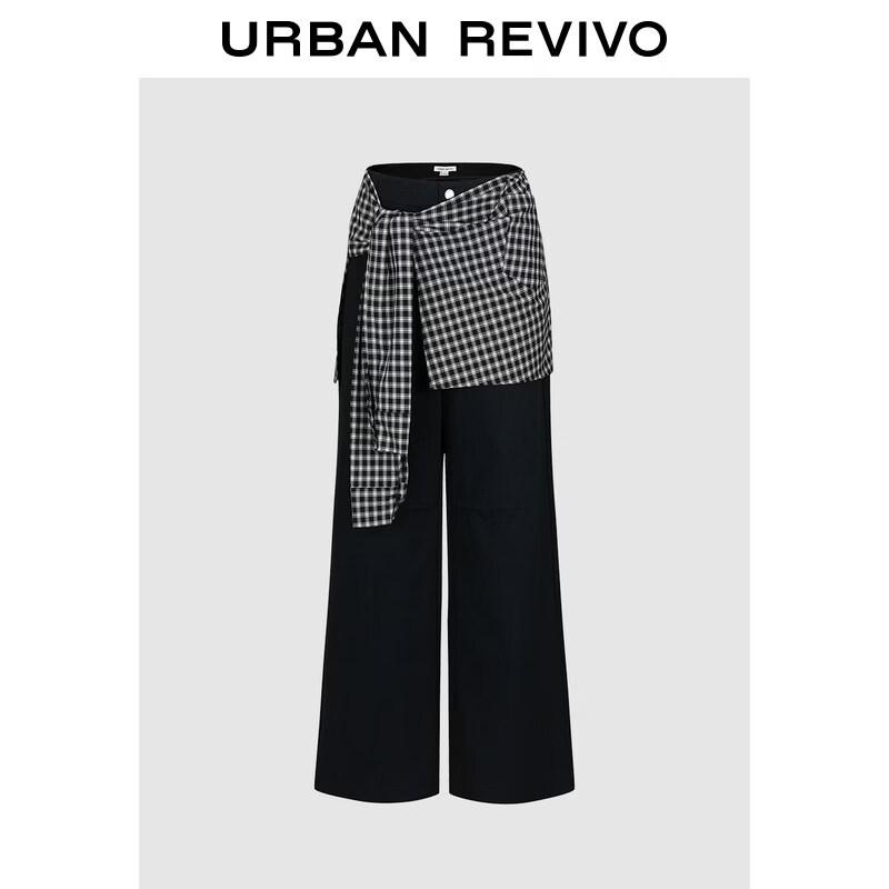 UR2026 Women s Color-Block Plaid Straight-Leg Trousers XXS