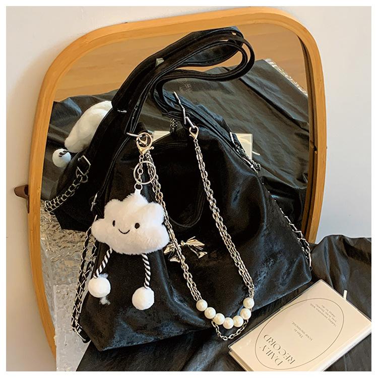 

This year, the popular large-capacity double shoulder 2024 new simple leisure summer chain multi-functional shoulder tote bag Without pendant чорний