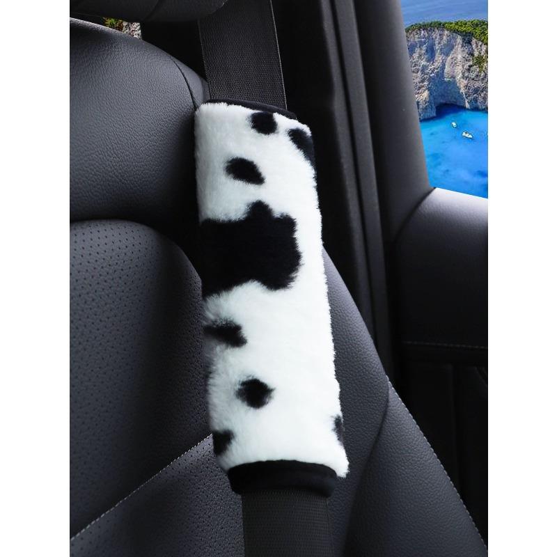 1pc Cow Plush Car Seat Belt Cover Shoulder Pad Decoration
