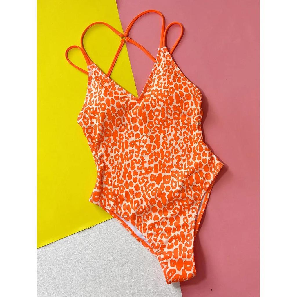 V-ringning Korsrygg Rynkad Stuss Dam Badkläder En Delig Baddräkt Kvinna Monokini Högt Skuren Badkläder Badkläder Bad