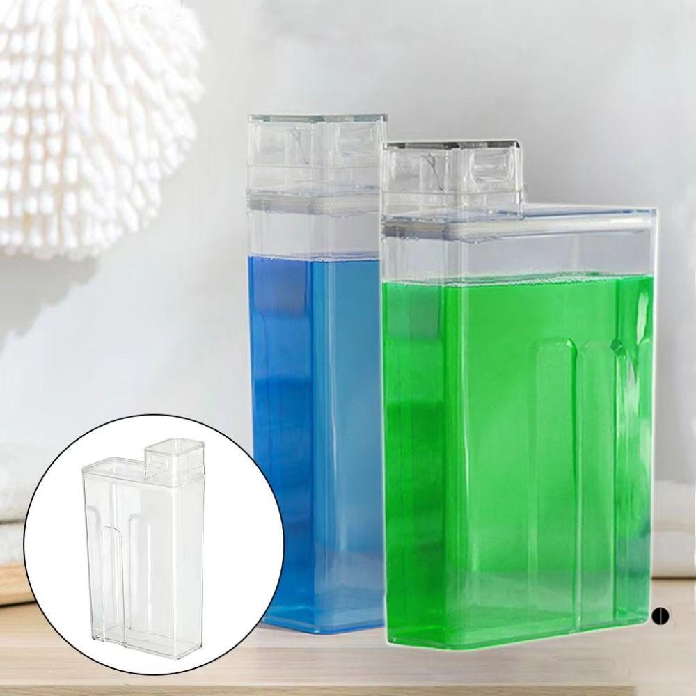 Transparent Laundry Detergent Dispenser Bottle Sealed with Measuring Cup Detergent Powder Tank Large Capacity 1.3L