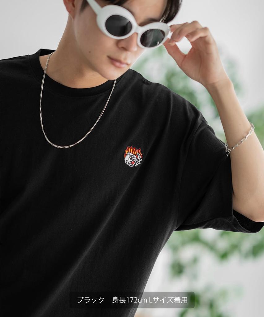 IMPROMES Casual SIDEWAYSTANCE Embroidered Fire Dice Short Sleeve T-Shirt, Men's, Black