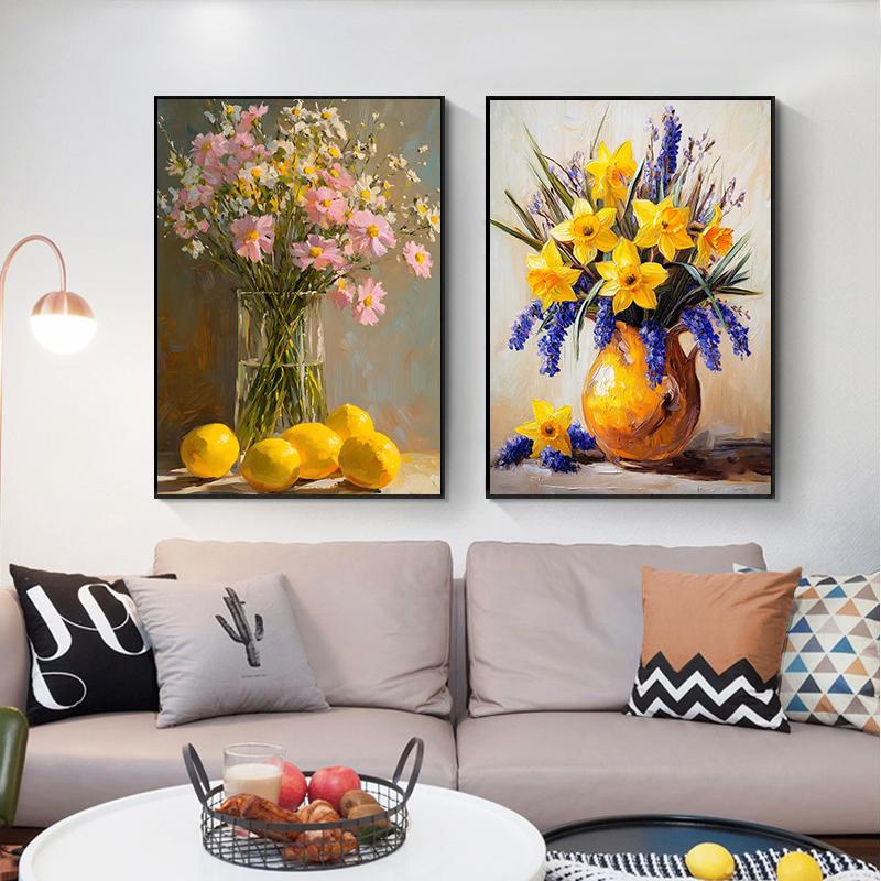 Exquisite Beautiful Oil Painting Flower Rose Winter Jasmine Sunflower Poster Canvas Prints Wall Painting Living Room Home Decor