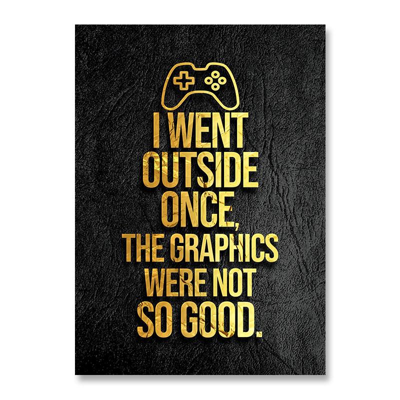 Modern Abstract Gaming Gamer Quotes Canvas Posters Black Golden Game Painting Wall Art for Living Room Kidsroom Decor Cuadros