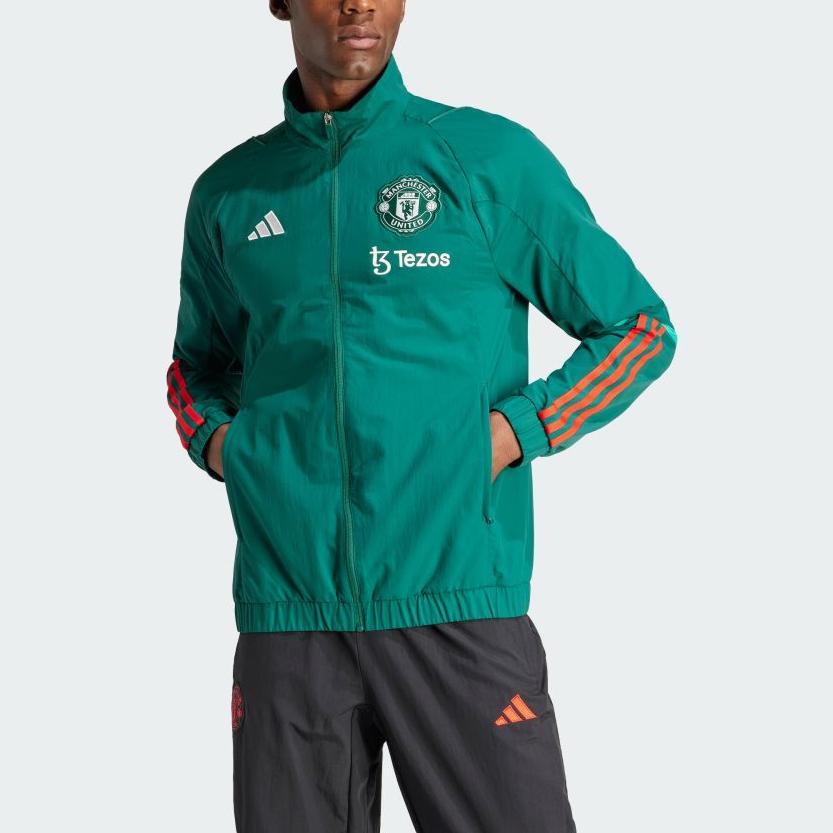adidas MUFC Lässige Mode Einfache Atmungsaktive Jacke Herrenjacke Grün IQ1537