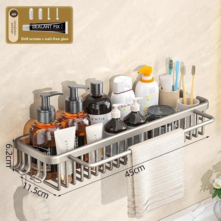 Modern Minimalist Bathroom Wall Shelf With Oxidized Finish For Shower Storage And Organization