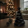 Lightweight Hollow Desktop Figurines 3D Printed Spiral Twisted Christmas Tree Figurine with Star Top, Mini Small Winter Atmosphere Ornament