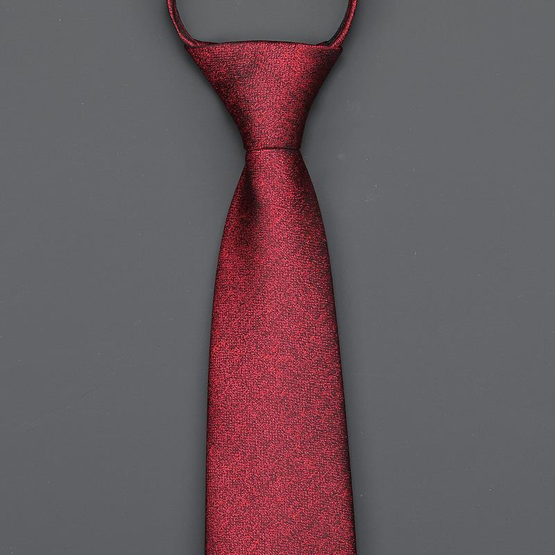 Burgundy Zip-Up Tie Men And Women Formal Wear Business Groom Best Man Wedding Korean Version No Striped Tie
