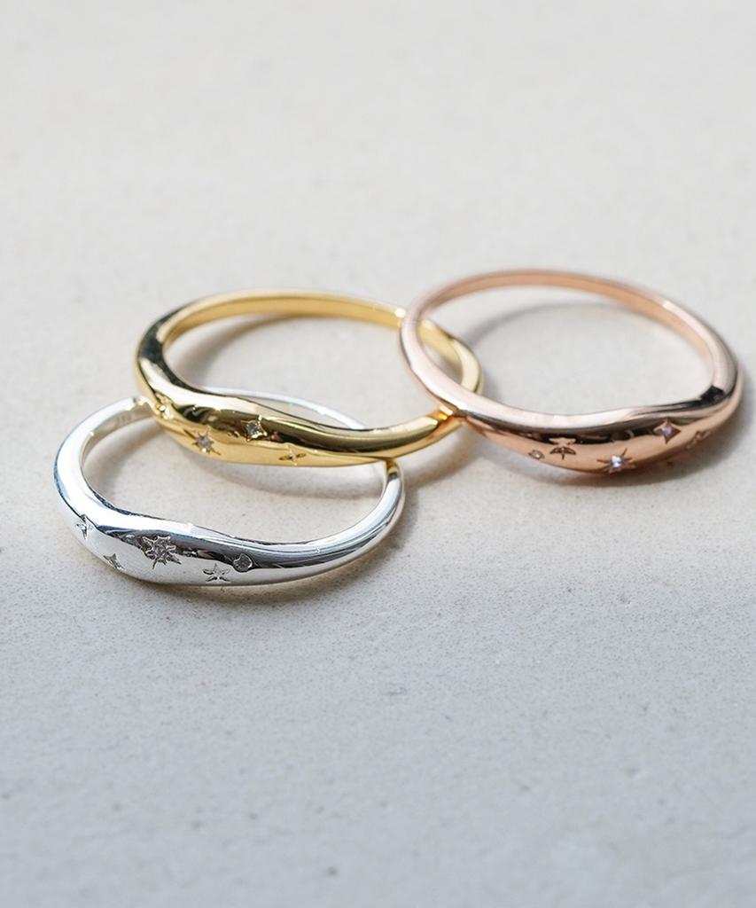 Alleun Silver 925 Cubic Star Silver Rings Couple Layered (Type A)