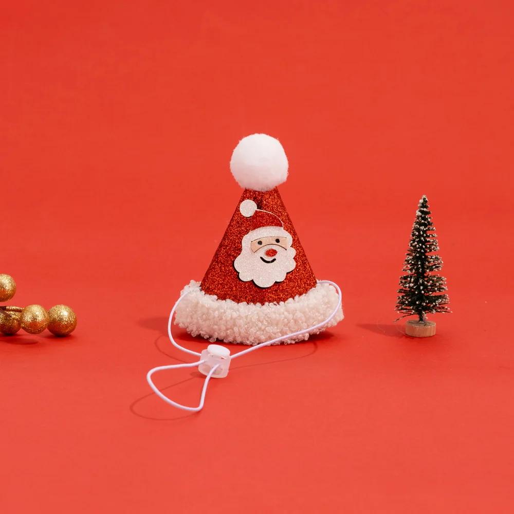 

Reusable Christmas Cat Hat Cute Cartoon Red Xmas Cat Custom Decorative Autumn Winter Pets Dress Up Supplies for Dogs