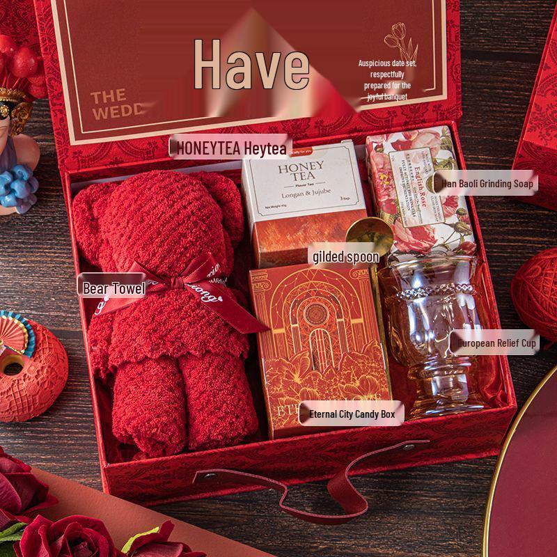 Freudiges Hochzeitsgastgeschenk-Set: Elegante Handtaschen-Geschenkbox für Brautjungfern und weibliche Gäste