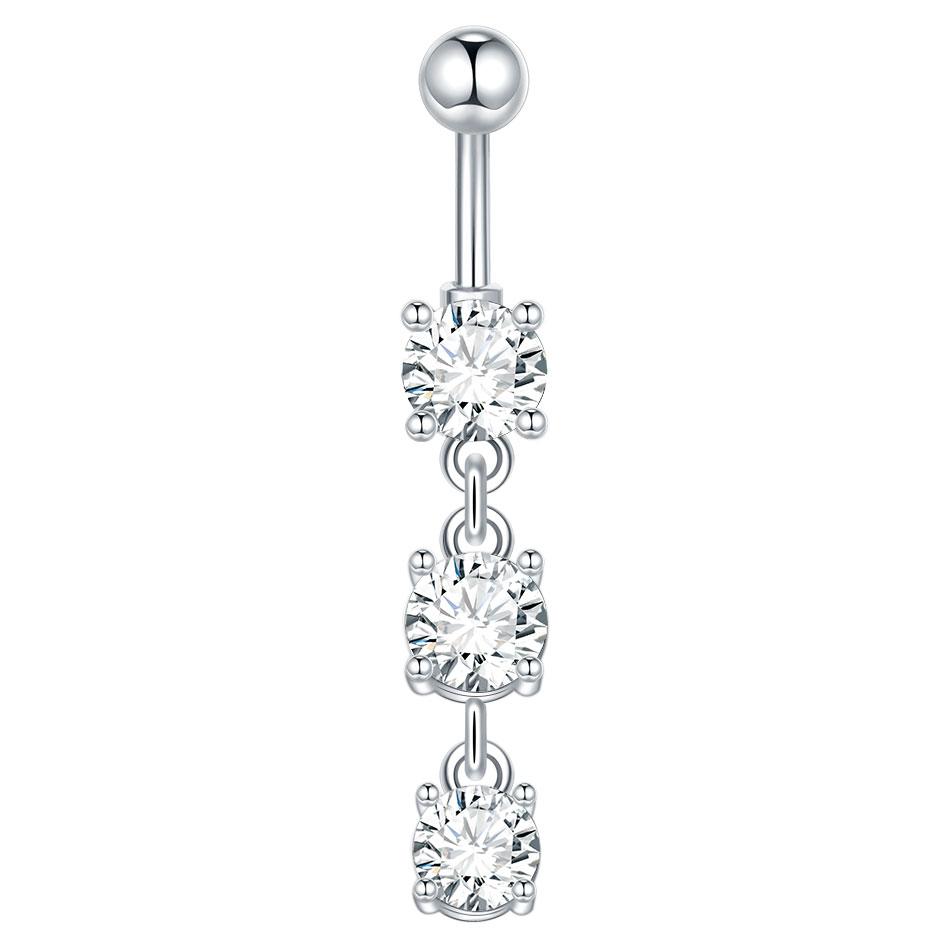 1PC Surgical Steel Navel Ring 14G Cubic Zirconia Flower Belly Bar Piercing Jewelry for Women