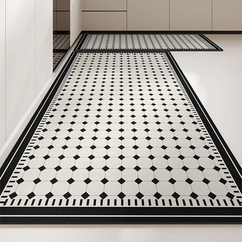 Mat for Kitchen Waterproof Carpet Runner Rug Pvc Leather Anti-slip Floor Mats Long Carpets Black Luxury Home Decoration Rugs