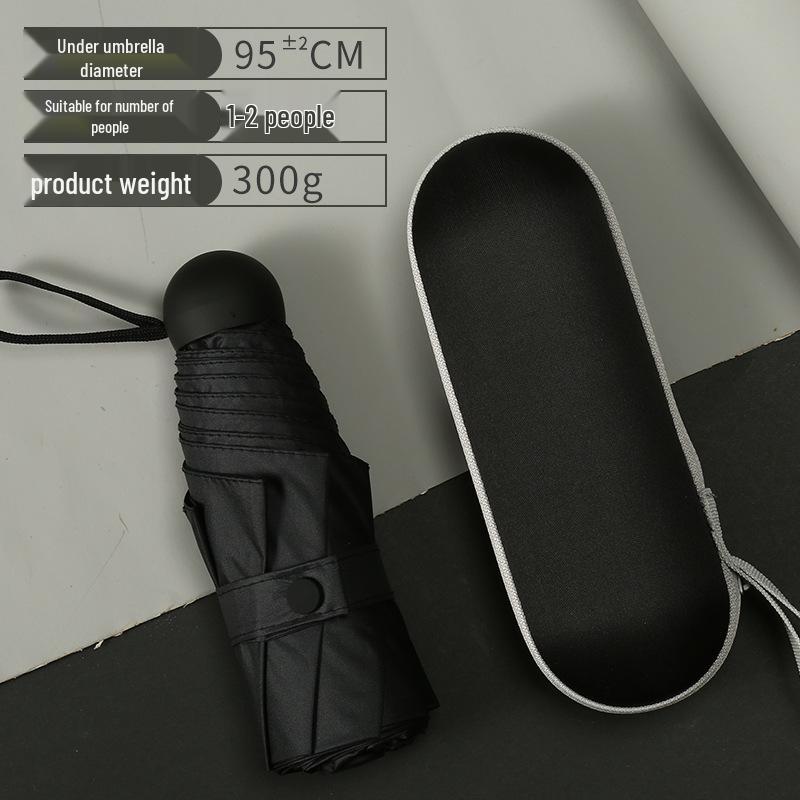 Compact Five-Fold Umbrella: Portable Pocket Sun Capsule with Black Glue Sunscreen, Ultra-Light for Sun and Rain.