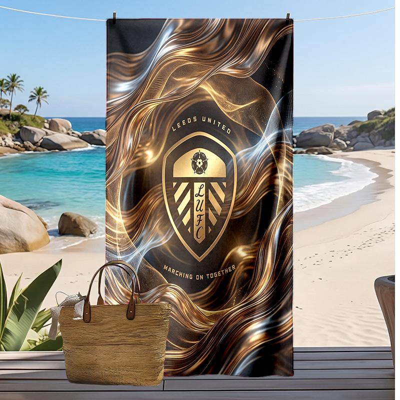 Leeds United Football Print Beach Towel, Large Soft Quick Dry Towel for Beach Camping Swimming