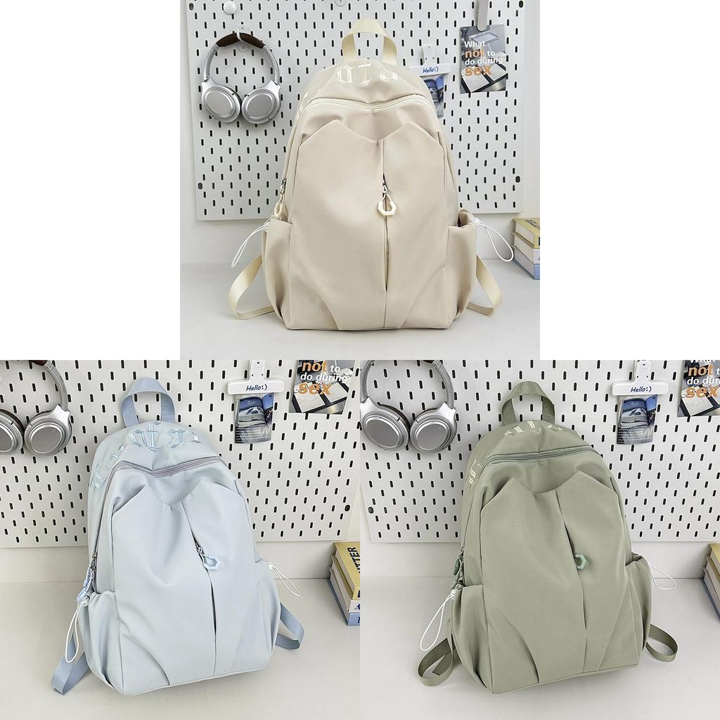 Nylon Girls Backpack With Letter Embroidery And Curved Shoulder Straps For School And Travel
