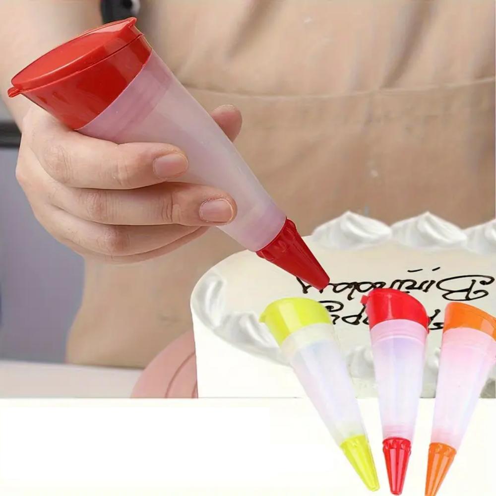 Reusable piping bag set, pastry decoration pen set, with 3 silicone tips, reusable cake decoration tools, random colors