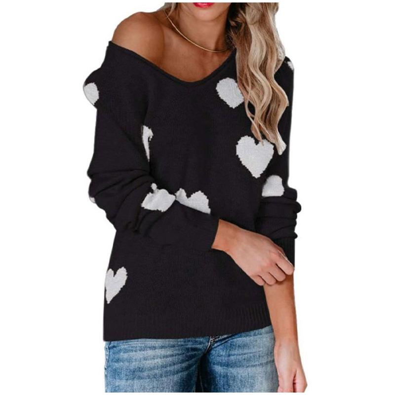 Женские свободные свитера с V-образным вырезом в форме сердца — фото 6