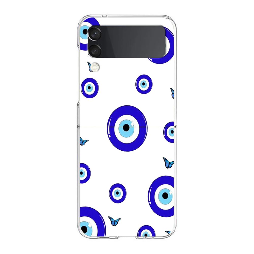 Phone Case For Samsung Galaxy Z Flip 3 4 5 Hard Folding PC Bumper Blue Eye Art For Samsung Z Flip 6 Back Cover