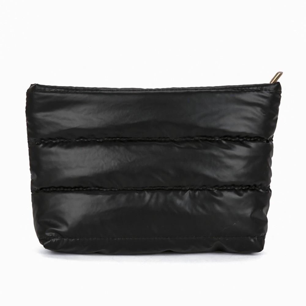

Fashion Solid Color Cosmetic Bag Fluffy Zipper Quilted Toiletry Pouch Large Capacity Nylon Women Clutch Bag