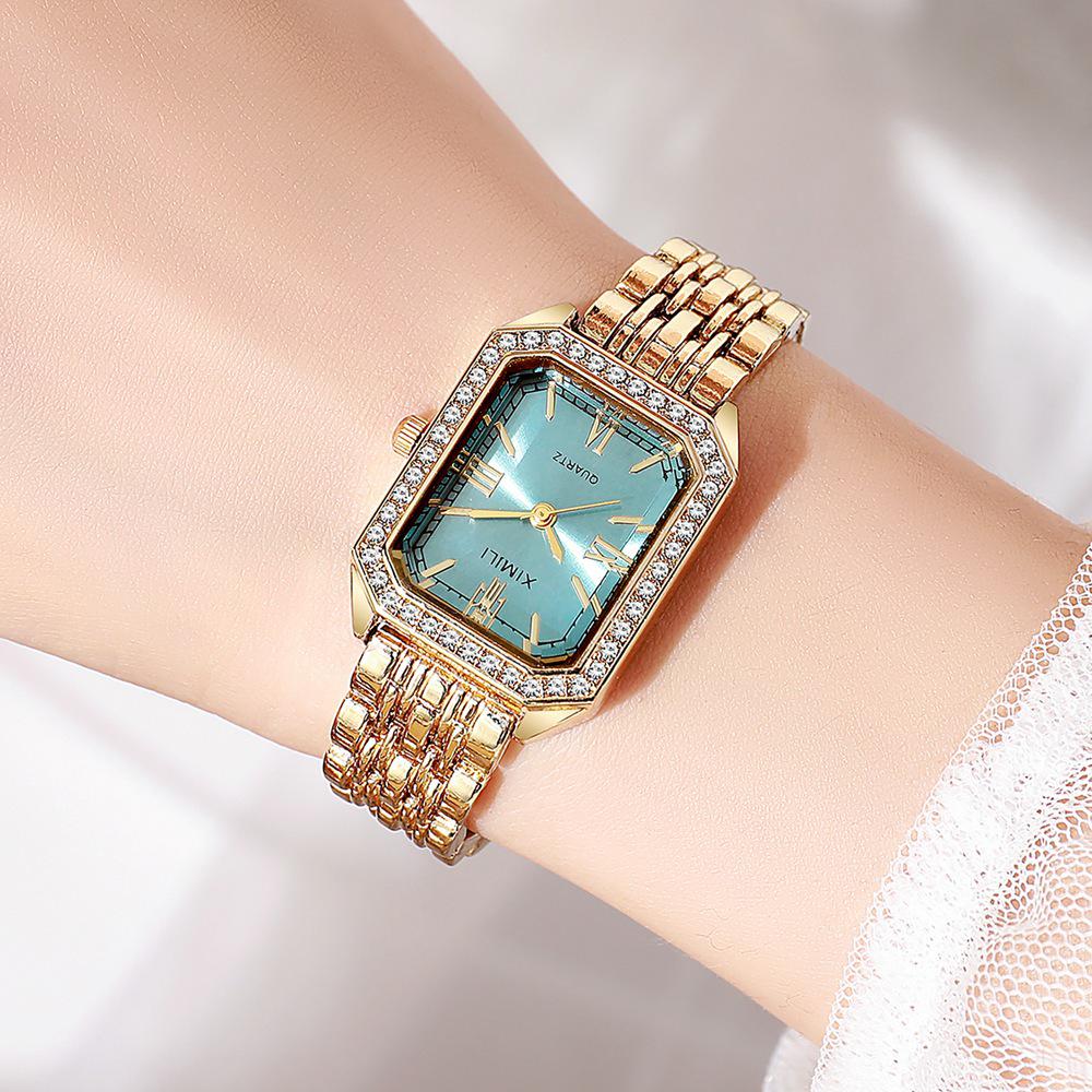 Elegant Square Rhinestone Women s Quartz Bracelet Watch - Casual Fashion