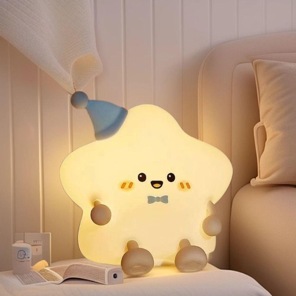 Soft Silicone LED Star Night Light Colorful Light Touch Table Lamp Bedside Light  Kids Room