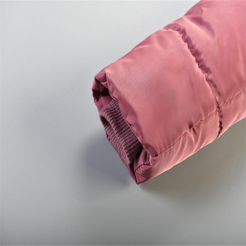 Winter Koreanischer Mädchen-Baumwollmantel mittlerer Länge mit herzförmigem Rautenmuster und Kapuze mit Pelzkragen