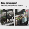 A Pair Stainless Steel Sponge Storage Rack Kitchen Storage Shelf Adjustable Sink Storage Rack Household Multipurpose Faucet Racks Drain Dry Rack
