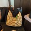 Summer straw woven bag women's new seaside vacation beach hollow shoulder tote bag woven bag