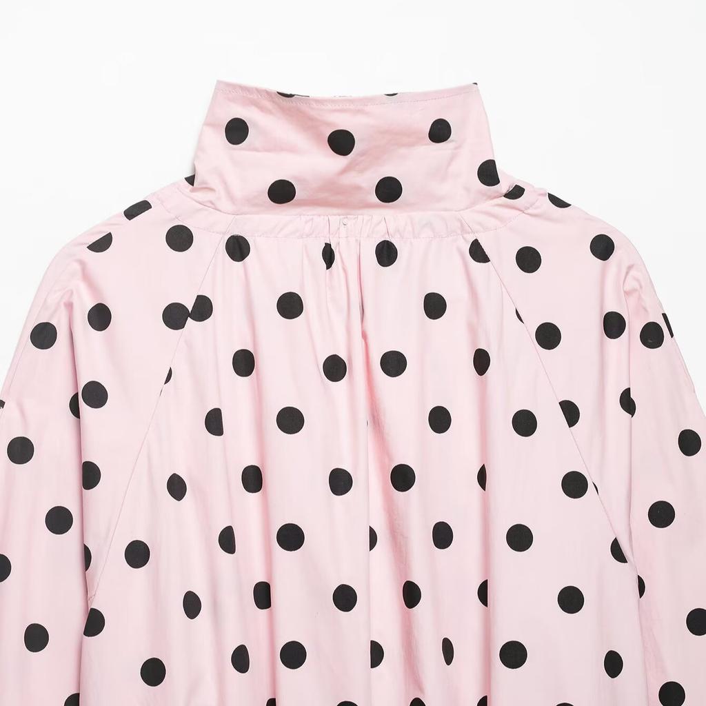 2026 Spring New European and American Cross-border Women's Clothing Street Fashion Casual Stand-up Collar Polka Dot Jacket W085 358482