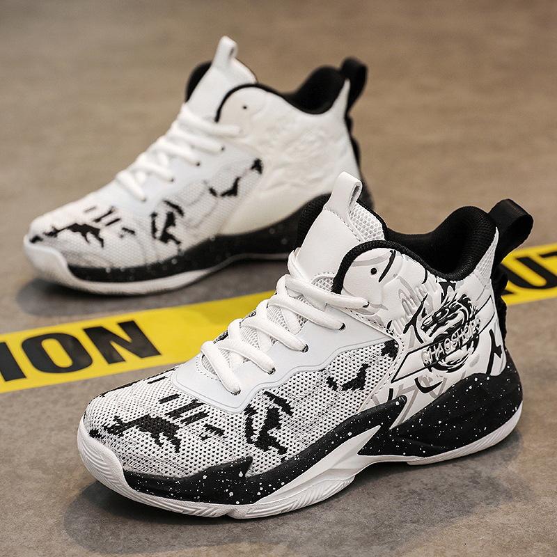 

Популярные сетчатые детские баскетбольные кроссовки 2025 года, весенние, нескользящие, высокие, дышащие, для занятий спортом на открытом воздухе 40