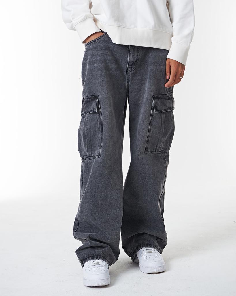 Dibsenseu Rise Wide Cargo Denim D500 - Black