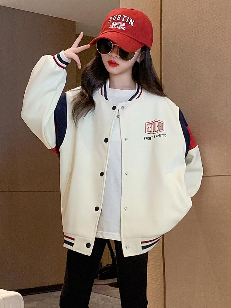 Girls' Fashionable Baseball Jacket - Autumn 2025 Collection: Stylish Children's Spring/Autumn Outerwear for Big Kids