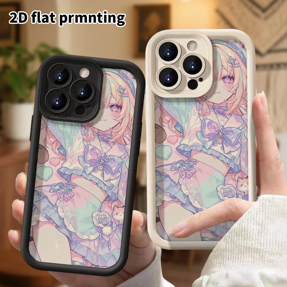 Phone case: 2D flat, fits iPhone 18 17 16 15 14 13 Pro, cat ear girl, perfect Christmas and Halloween holiday gift