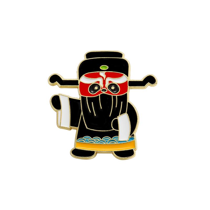 Peking Opera Panda Cartoon Brooch Chinese National Style Four Roles Of Peking Opera Metal Badge Decoration For Backpack Clothing Accessory
