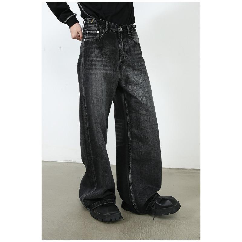 Lange Hosen Vintage Weitbeinjeans Herren Designgefühl Seniorgefühl Hosen Gerade Lockere Jeans für Herren Modische und Bequeme Hosen