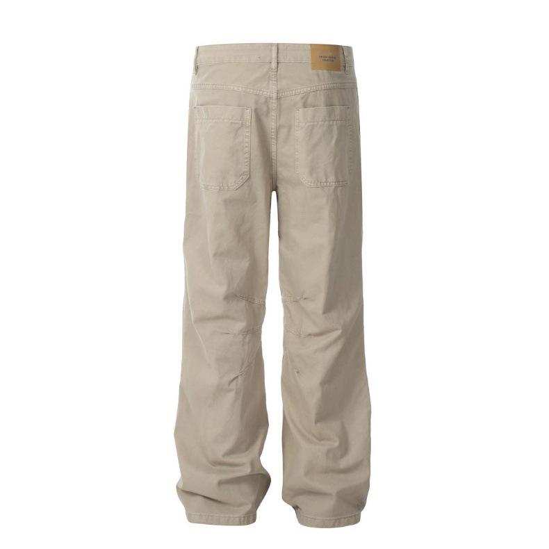 Work Pants for Men, Retro Washed Straight Leg Jeans, Slightly Flared