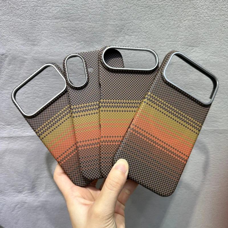Slim Frameless Carbon Fiber Texture Magnetic Case for IPhone 18 Pro Max 17 Air for MagSafe Charger Shockproof Protective Case