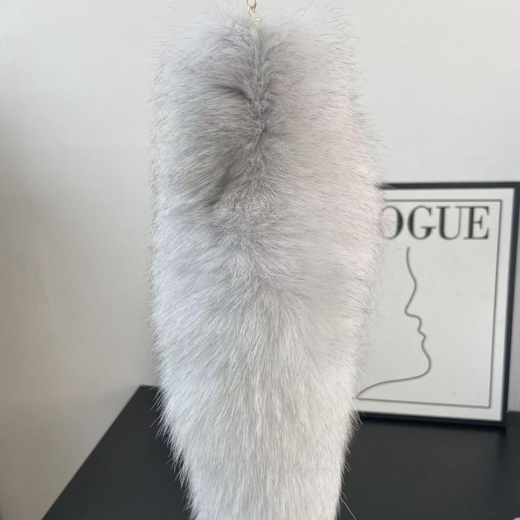 Internet Celebrity Oversized Fox Tail Keychain and Tagging