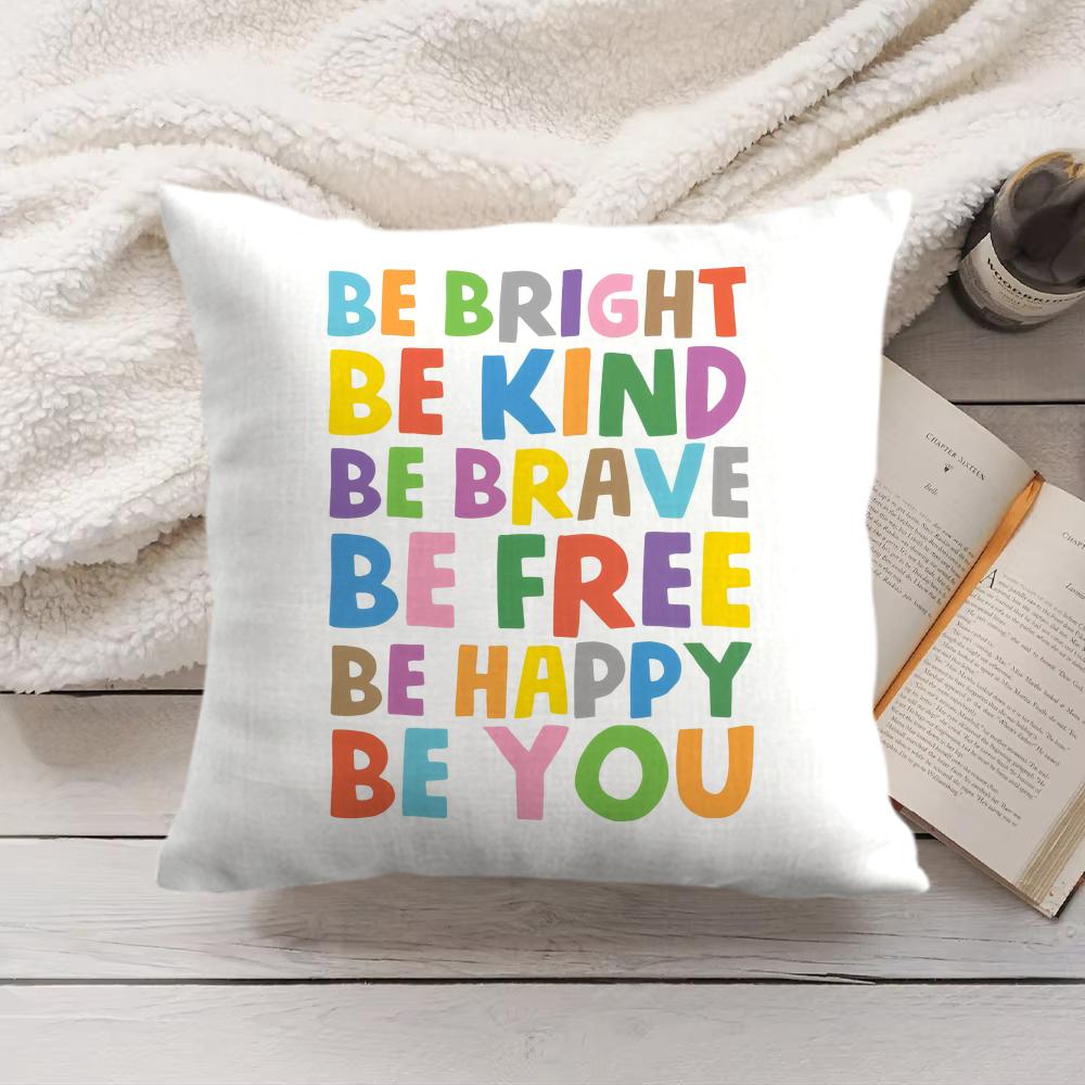 

English Education Cushion Cover Short Plush DoubleSided Printing Home Machine Washable in Warm Winter Pillow Cover 40x40cm 16x16in