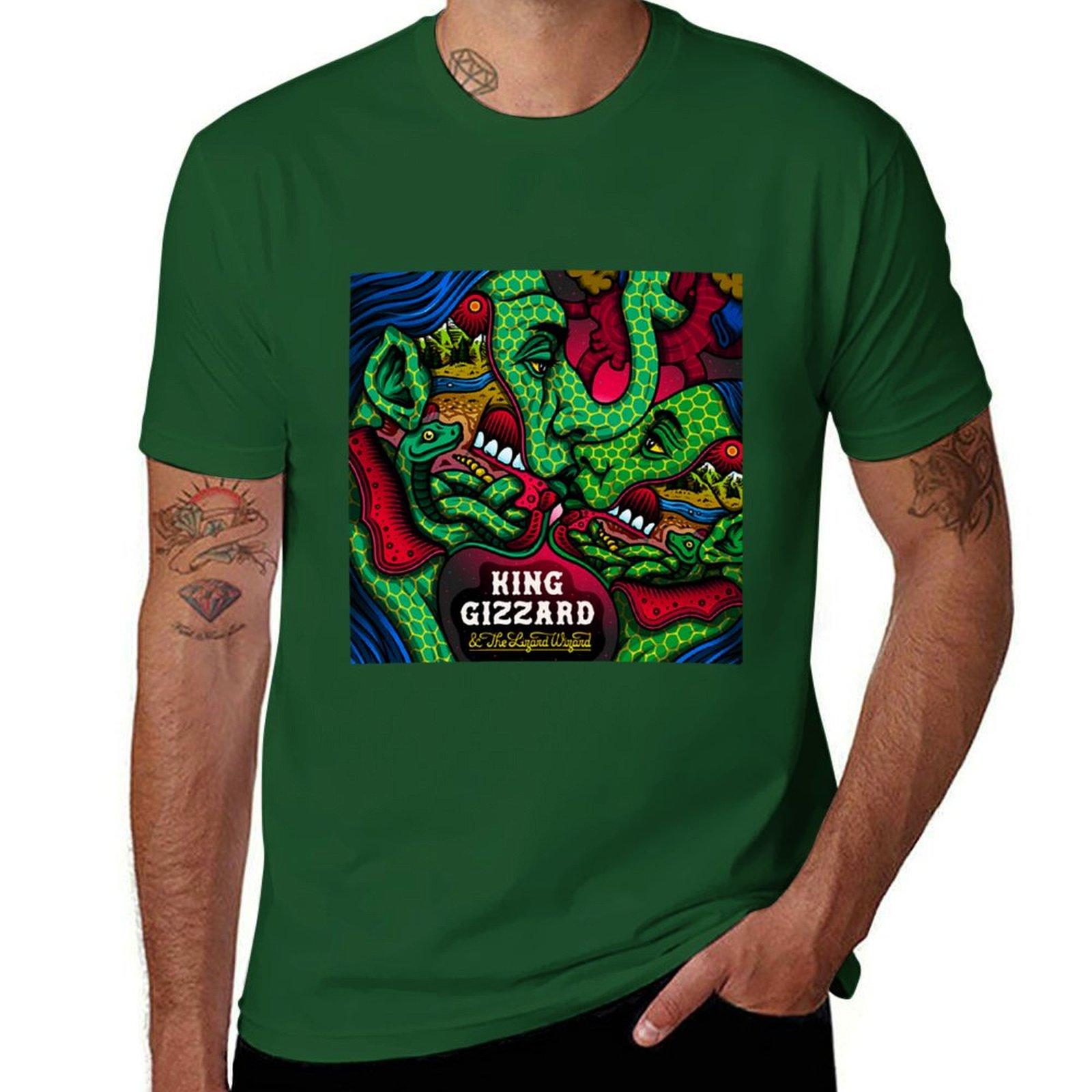 

King Gizzard and the Lizard Wizard Artwork Drawing Tshirt sports fans kawaii clothes plain black t shirts men 4XL