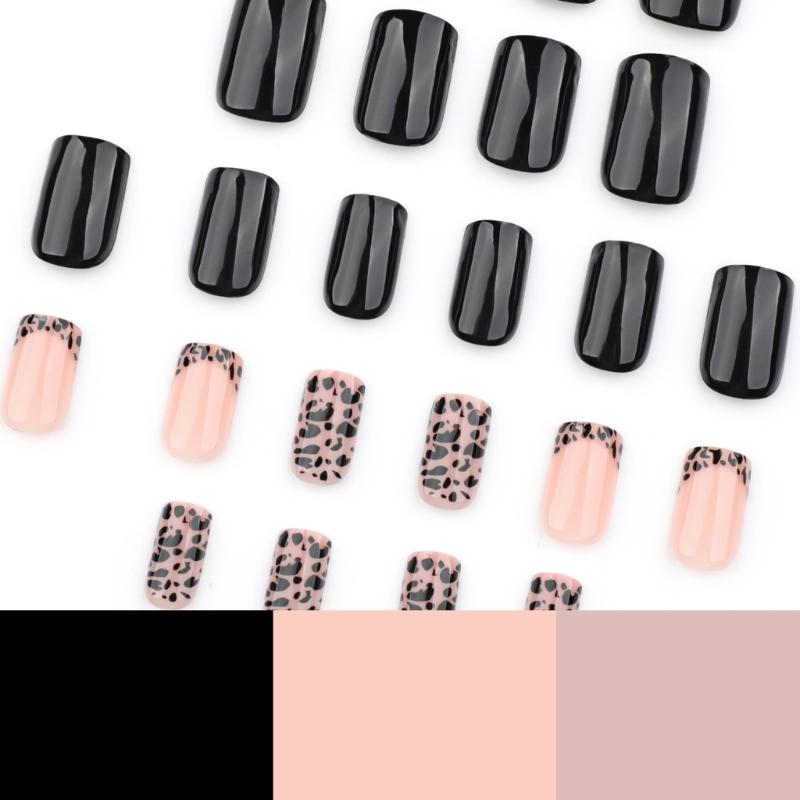Unghia Press On Quadrata Unghia Finta Unghia Leopardata da Incollare Unghia Artificiale Acrilica 24 Pezzi 12 Misure Unghia da Incollare per Donne Ragazze
