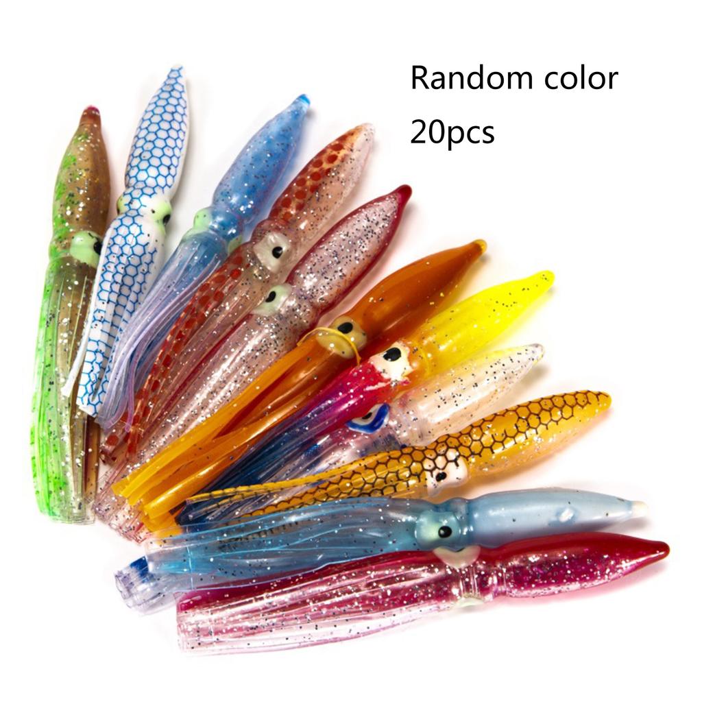 20Pcs Octopuses Squids Skirts Fishing Lure Soft Baits Trolling Fishing Lure Saltwater Fishing Tackle Easy to Use