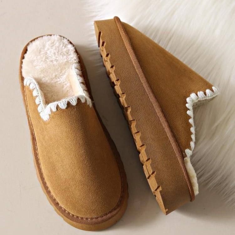 Foreign Trade Large Size Northeast Warm Mao Mao Mop 2024 Autumn and Winter Explosion Thick Bottom Non-slip Velvet Warm Snow Boots Women