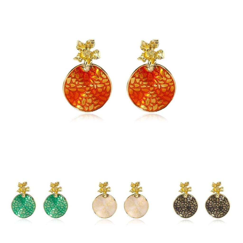 Elegant Alloy Floral Stud Earrings Assorted Colors Summer 2021 Fashion