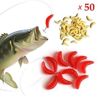50 Adet Yumuşak Silikon Unkurdu Kurtçuk Grub Solucan Balıkçılık Lures Yem Mücadele