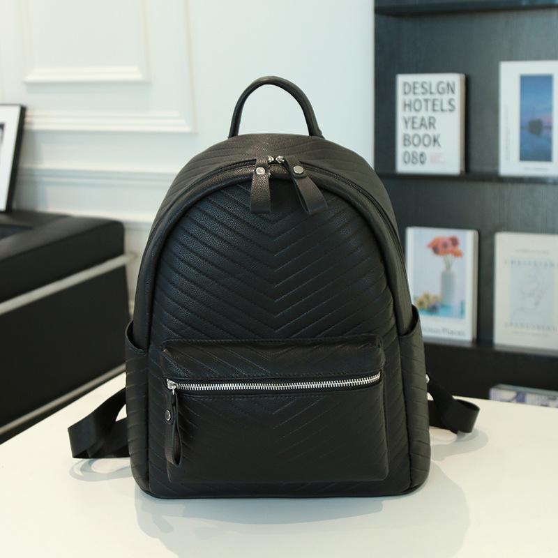 New British Embossed Letter Backpack with Hong Kong Style Commuting Soft Leather Texture for College Students extra large (height 38cm)