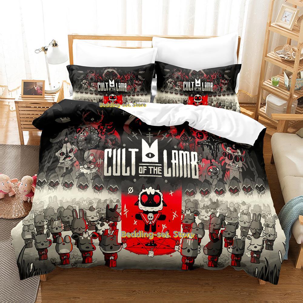 Comforter Cult Of The Lamb Bedding Set Single Twin Full Queen King Size Bed Set Adult Kid Bedroom Duvet Set Print Anime Bed